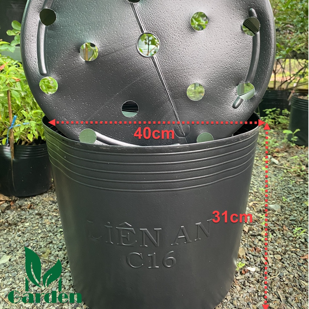 Chậu Nhựa Đen Dẻo Trồng Và Ươm Cây C16 ( 40 X 31Cm ) - Liên An ( Loại Tốt )