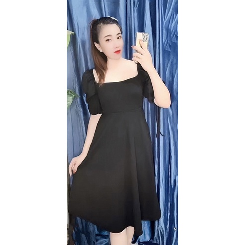 Đầm tay phồng maxi cổ vuông big size dành cho khách ngoại cỡ từ 60-90 ký