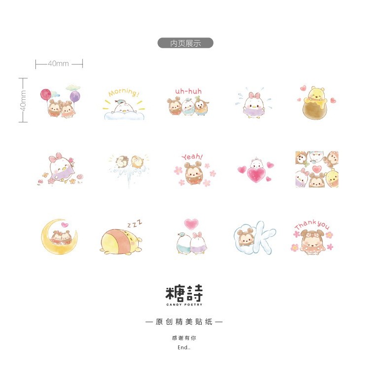 Bộ sticker/ Hình dán Kiểu Dáng Hình Gấu Pooh