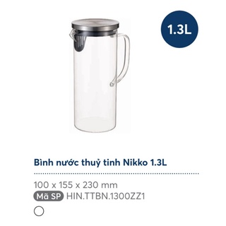 Inochi_Bình nước thủy tinh 1,3 lít Nikko sang chảnh