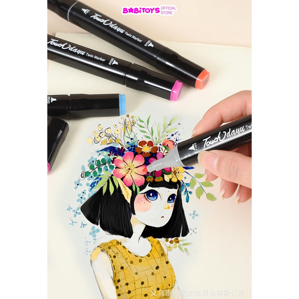 Bộ bút màu dạ, bút vẽ marker cao cấp chuyên dụng tặng kèm túi vải