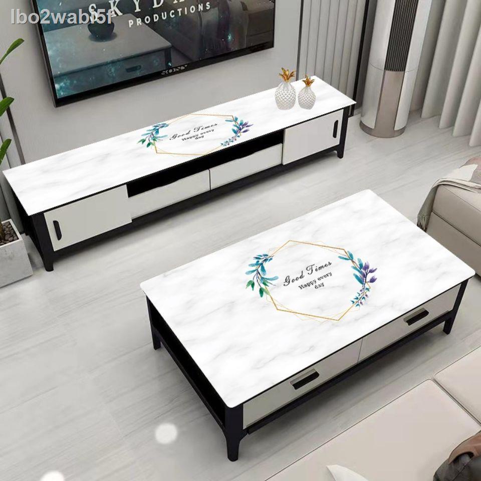 ❀ ✾  lbo2wabi5f PVC kính mềm không thấm nước và dầu Tủ tivi mờ hình chữ nhật bằng đá cẩm