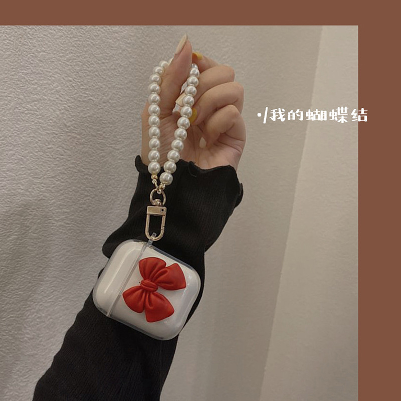 Vỏ hộp sạc tai nghe Airpods 1/2/3/pro thiết kế đáng yêu bằng TPU dẻo nơ tay áo tai nghe-III