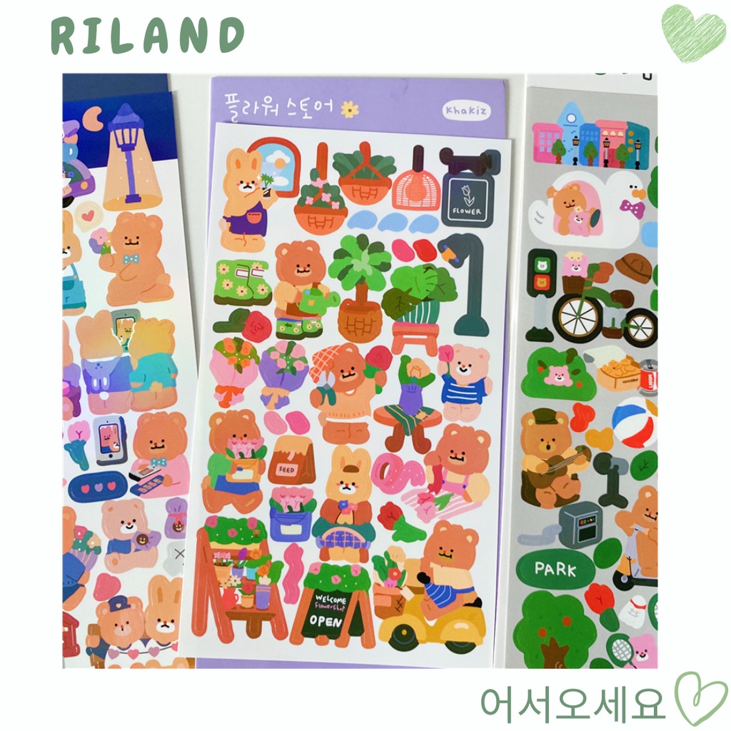 STICKER  PHONG CÁCH HÀN QUỐC HÌNH CHÚ GẤU DỄ THƯƠNG