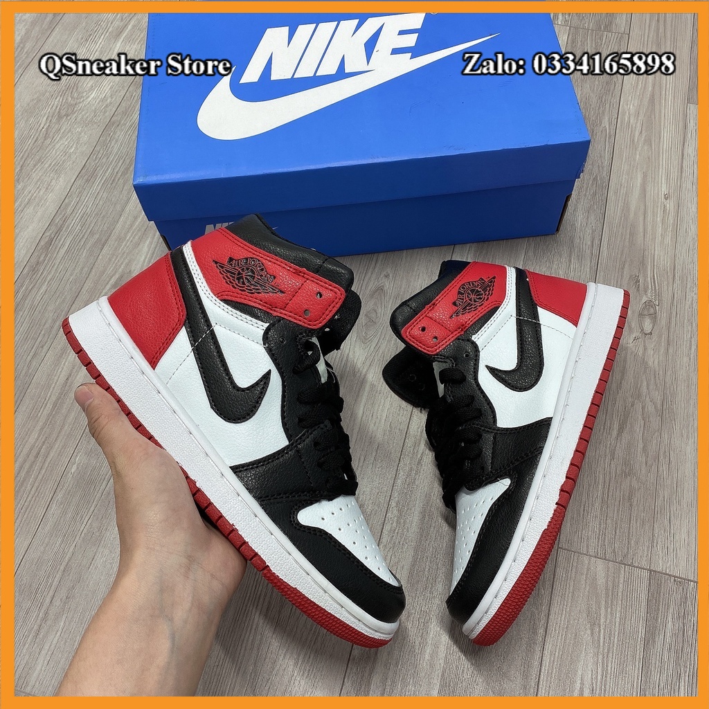 Giày Sneaker Jordan Cổ Cao High Đỏ Đen Black Toe Fullbox Kèm Hộp Bảo Vệ Da Nhăn