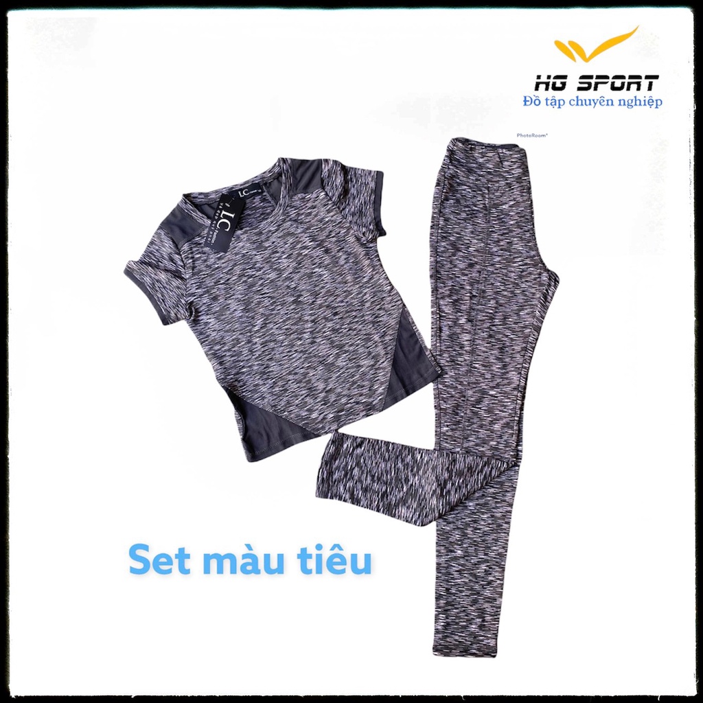 Đồ Tập Gym Bộ Đồ Tập Yoga , Thể Thao Nữ Quần Dài Lưng Cao, Áo Ngắn Tay Hg Sport SD05