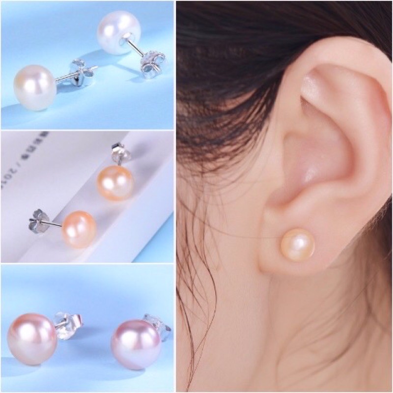 Đôi Bông Tai Nụ Chốt Bạc 8-8.5 ly - Ngọc Trai Trường Thịnh