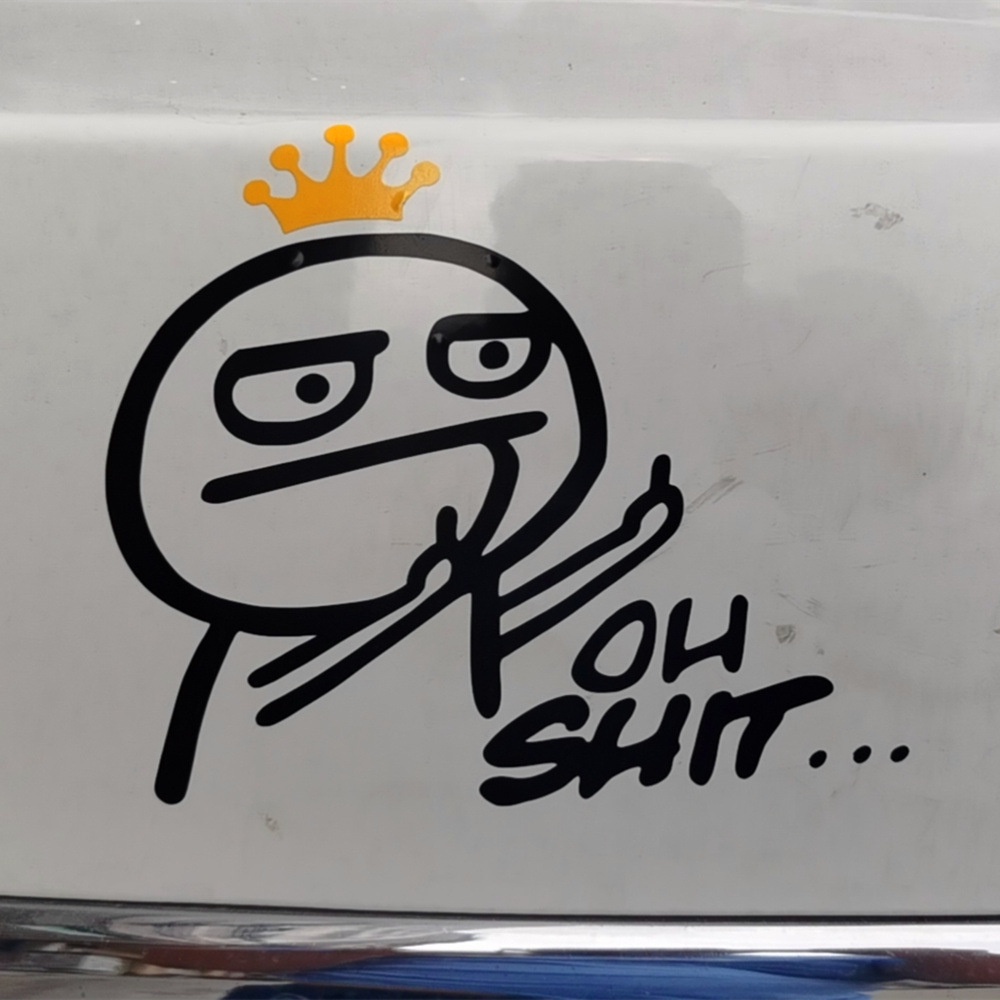 Tem decal sticker " OH SHIT " Ngón tay giữa vui nhộn cá tính dán xe ô tô, xe máy