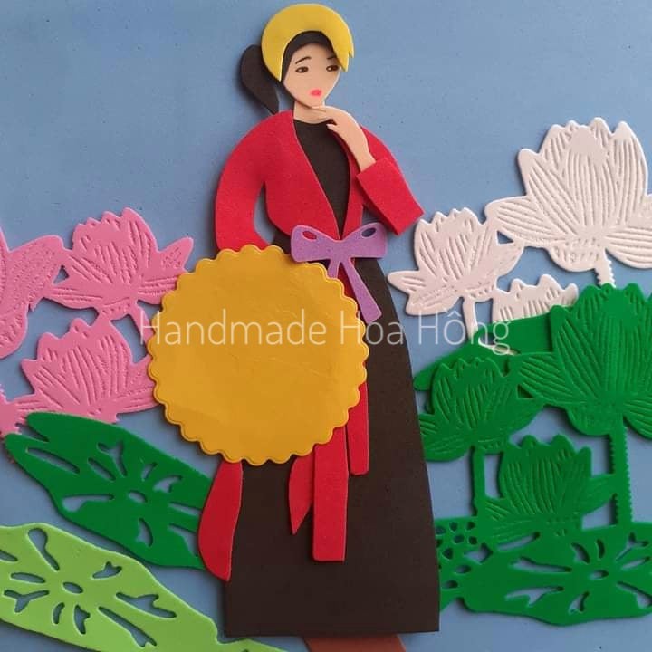 Set 4 hoa sen bằng xốp, 11x9.2cm - Hình trang trí thiệp, scrapbook, bookmark - Nguyên liệu handmade - thủ công mầm non..