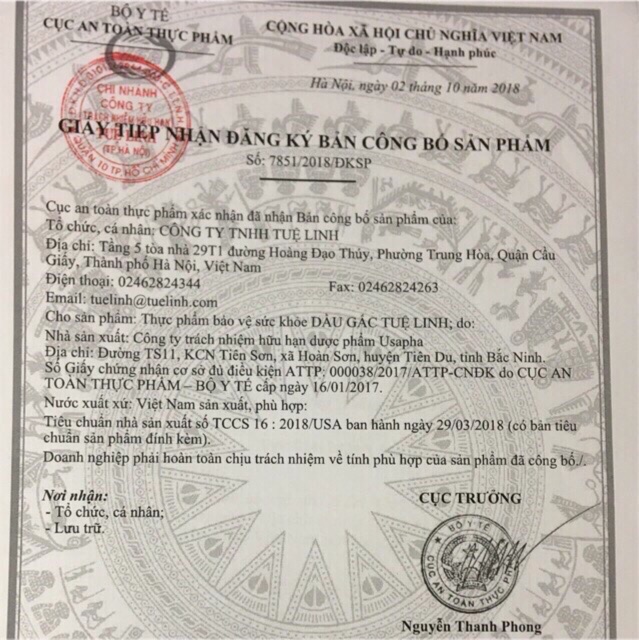 Dầu gấc Tuệ Linh - Dầu gấc nếp nguyên chất - 60 viên