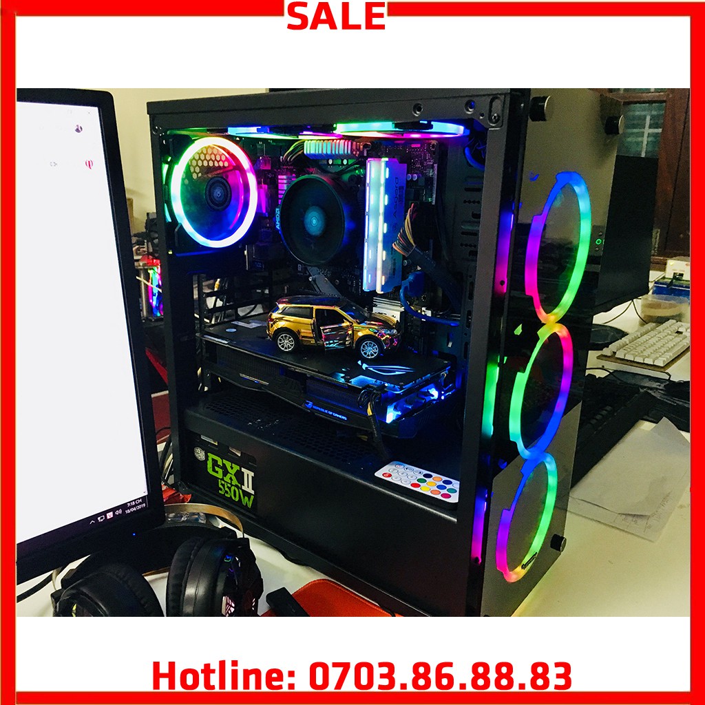 Bộ máy tính bàn Live Stream, PC Gaming, đồ họa Ryzen 5 2600, RAM 16G, VGA RX 580 8G