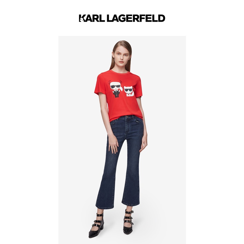 Áo Thun Cotton Tay Ngắn In Họa Tiết Karl Lagerfeld Thoải Mái Cho Nam Và Nữ