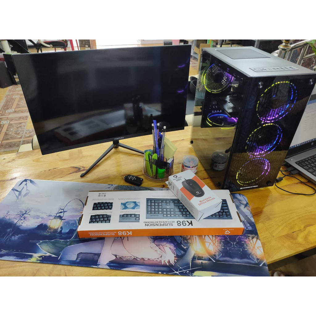 Máy tính chơi game giá rẻ, chơi Liên Minh, Đột Kích, Fifa online 4, PUBG, vỏ kính fan led màn hình 24" mới | BigBuy360 - bigbuy360.vn