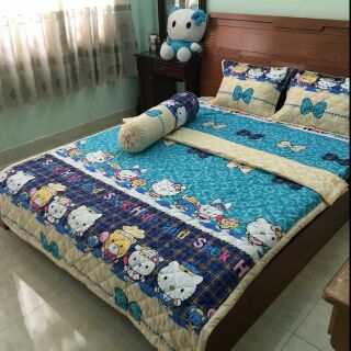 Bộ gra mền gối cotton poly cao cấp