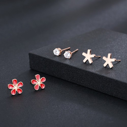 Bộ 3 Đôi Bông Tai Titan Ko Đen TT 2479