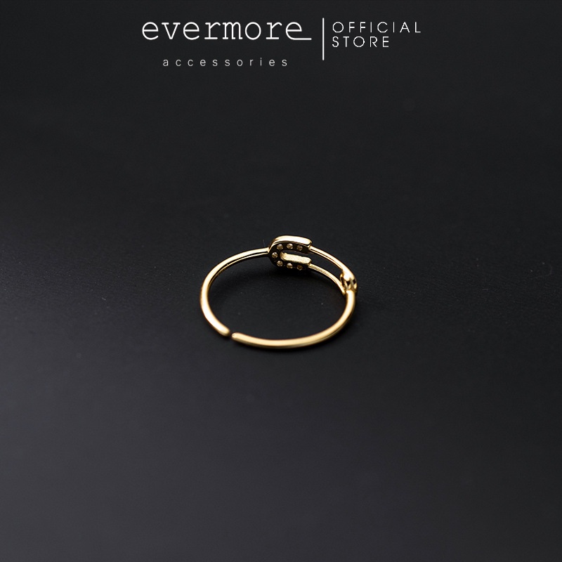 Nhẫn bạc Ý 925 Ghim tây đính đá EVERMORE thanh lịch, minimalism - N026