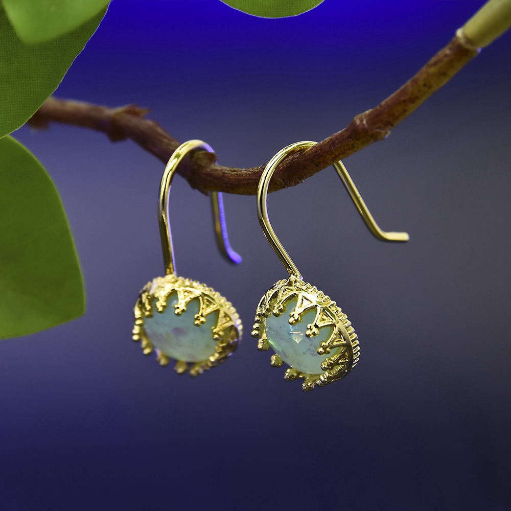 Khuyên tai vàng đính đá phong cách cổ điển thanh lịch dành cho nữ