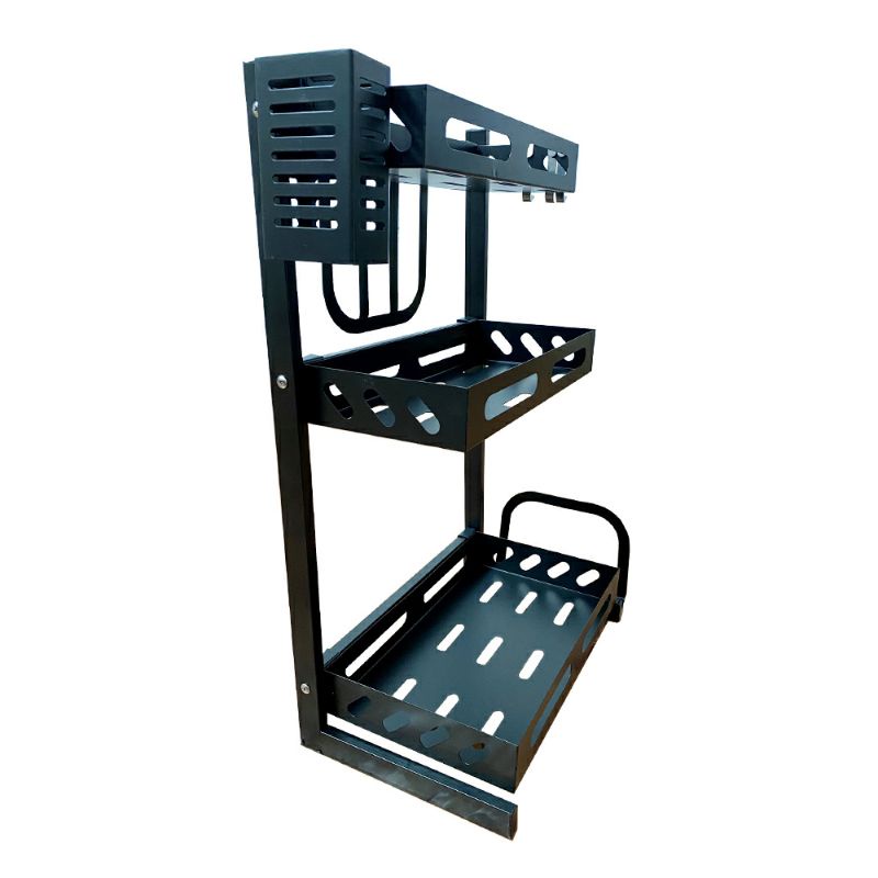 Kệ gia vị inox 3 tầng phun sơn tĩnh điện - Kệ để đồ nhà bếp 3 tầng đa năng đầy đủ phụ kiện