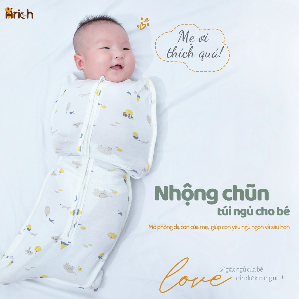 Nhộng chũn / Kén ngủ cho bé sơ sinh Arich từ vải sợi tre cao cấp