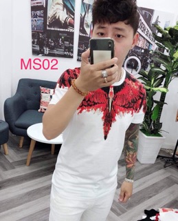 Áo thun nam cổ tròn, đính hạt