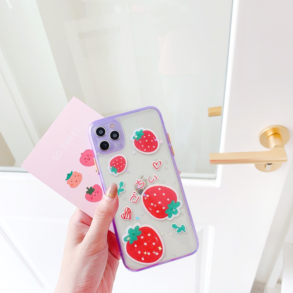 Ốp lưng iphone Blink Starwberry viền màu 5/5s/6/6plus/6s/6splus/7/7plus/8/8plus/x/xr/xs/11/12/pro/max/plus/promax | BigBuy360 - bigbuy360.vn