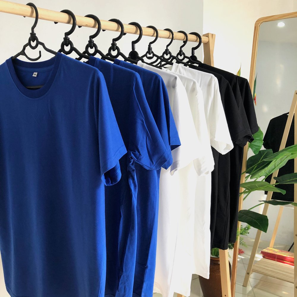 Áo Thun Cổ Tròn Trơn Vải Cotton Phom Rộng Cho Nam Và Nữ Phong Cách Thể Thao Unisex