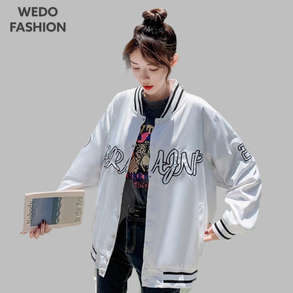 Áo Bomber nữ ARAFAN 23, vải dù hai lớp phối nút bấm, phong cách streetwear cá tính WEDO