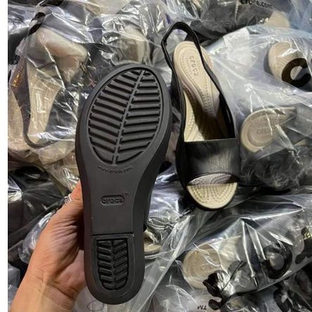 Hàng sale - Dép xuồng Crocs da thật, slingbacks da mềm, êm, nhẹ, giày quai hậu đế chống trơn trượt