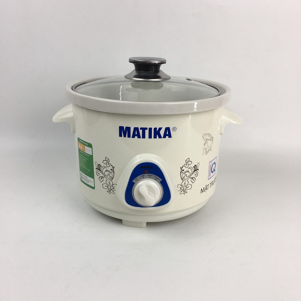 Nồi Kho Cá Nấu Chậm Chưng Yến Cách Thủy MATIKA MTK-9125 Dung Tích 2,5L Ruột Sứ Cao Cấp Chống Dính