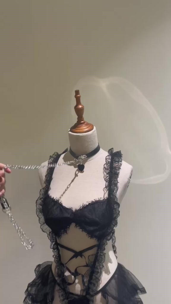 A9 Đồ Ngủ Sexy Hở Lưng Chân Váy Xuyên Thấu Có Mút Ngực, Xích Dắt Choker BDSM, Đồ Ngủ Liền Thân Gợi Cảm Quyến Rũ | BigBuy360 - bigbuy360.vn