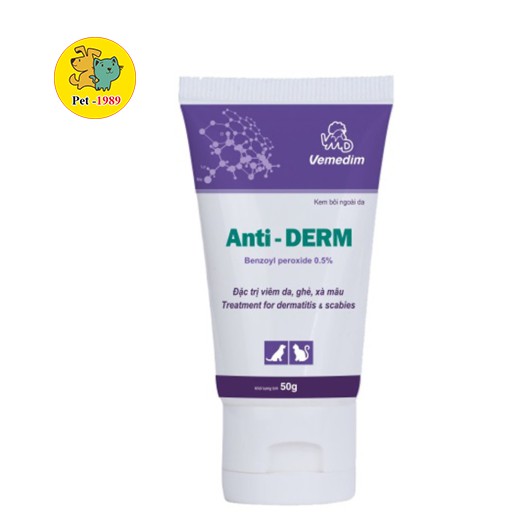 [Mã 159FMCGSALE giảm 8% đơn 500K] Anti Derm -ghẻ ngứa, xà mâu trên chó mèo Pet-1989