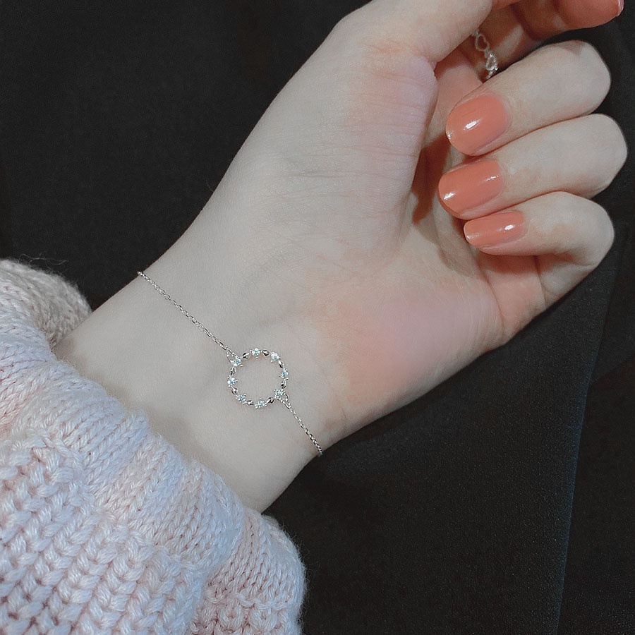 Lắc Tay Phong Cách Hàn Quốc Mặt Tròn Sao Thổ Mảnh Mai Thanh Lịch Bạc Ý S925 - L2660 Bảo Ngọc Jewelry