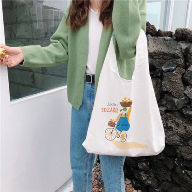 SỈ Túi tote vải bố đựng đồ canvas đeo chéo nhiều mẫu hot