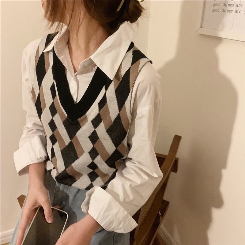 Gile Len Nữ Dáng Vừa, Áo Len Gile Cổ Tim Hàn Quốc Mỏng Basic Màu Sắc Vintage Ulzzang Hàn Quốc