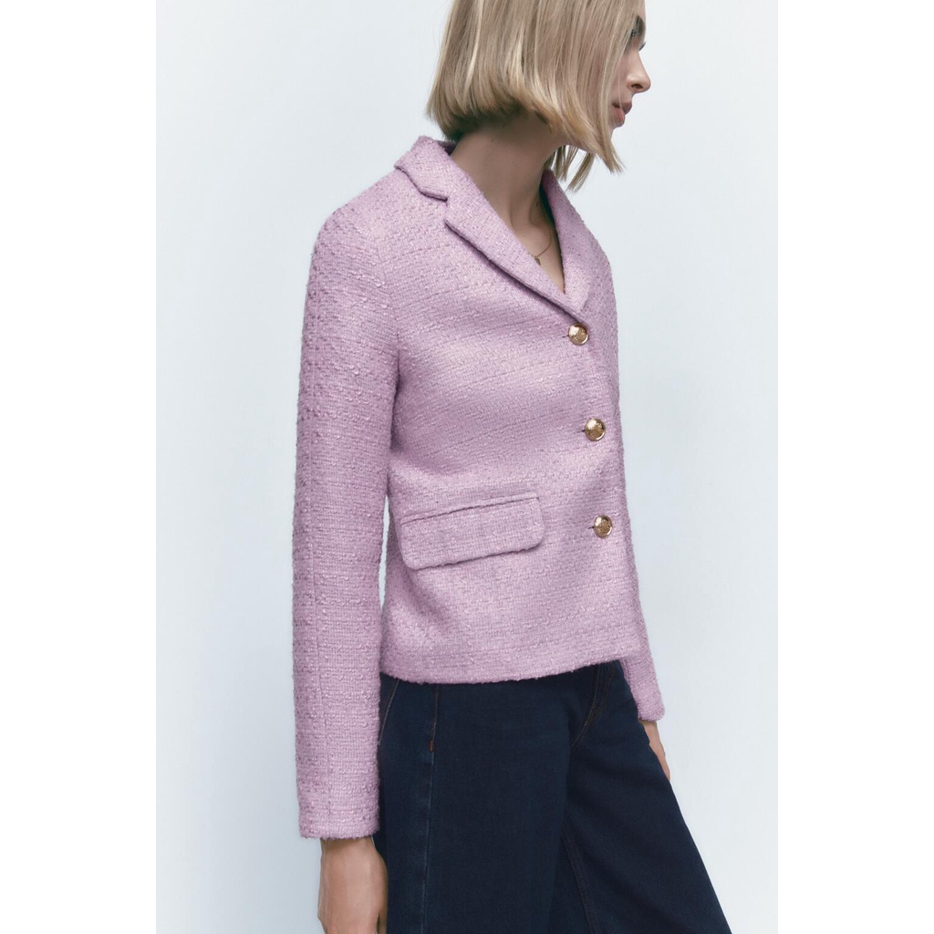 Zara Bộ Áo Khoác Vest + Quần Short Phối Khóa Vàng Thời Trang Mùa Thu Thanh Lịch 7484223 1971223