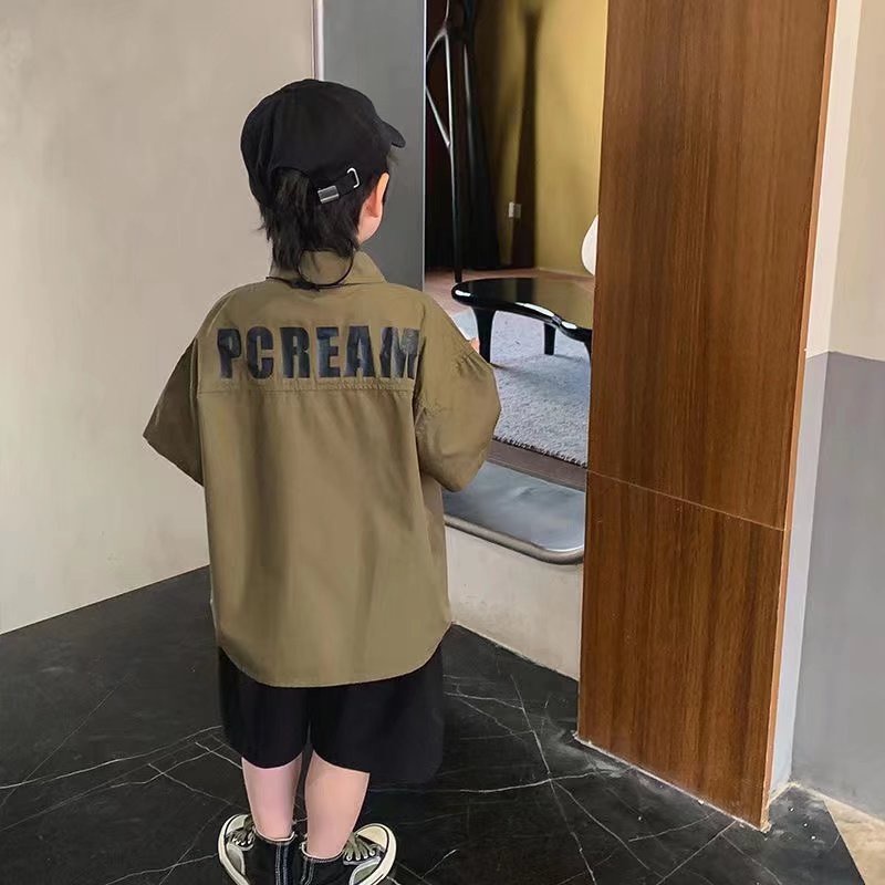 Áo sơ mi BXPB tay ngắn thời trang mùa hè cho bé trai 5-15 tuổi