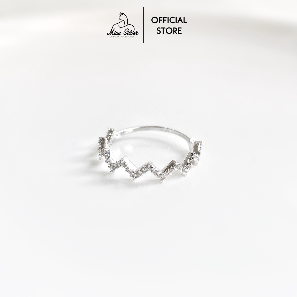 Nhẫn bạc 925 Miuu Silver, nhẫn nữ bạc sóng đính đá Winding Ring