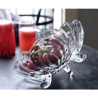 Đĩa mứt, khay đựng hoa quả thuỷ tinh 3 chân