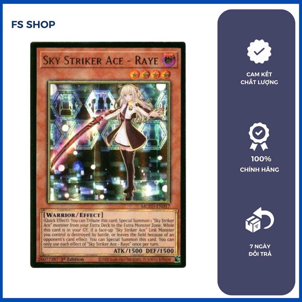 Thẻ bài yugioh chính hãng Sky Striker Ace – Raye (Premium Gold Rare)