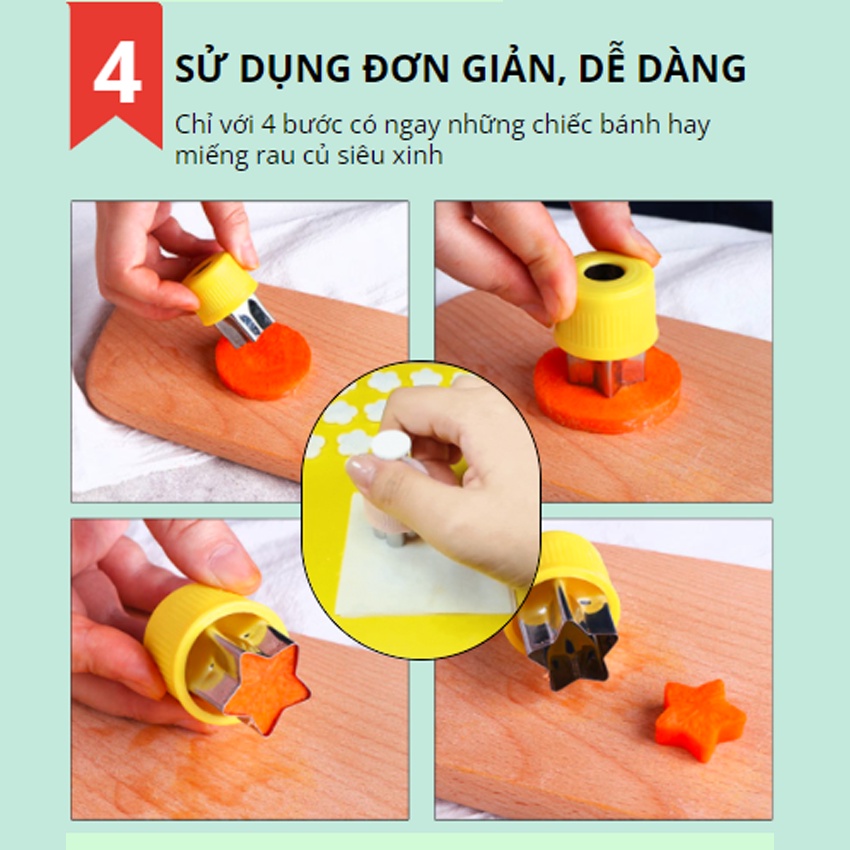 Bộ khuôn làm bánh AMOS Dụng cụ cắt bánh mini set 12 món