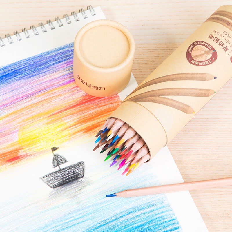 Bút chì màu học sinh dạng cốc cao cấp Deli - 6550/6551/6552/6553/6554