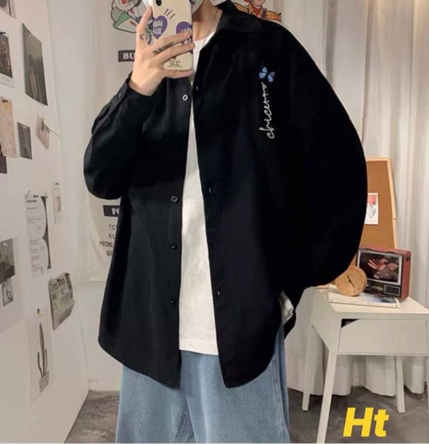 Áo sơ mi dài tay Chữ kí 5D in logo H2A966