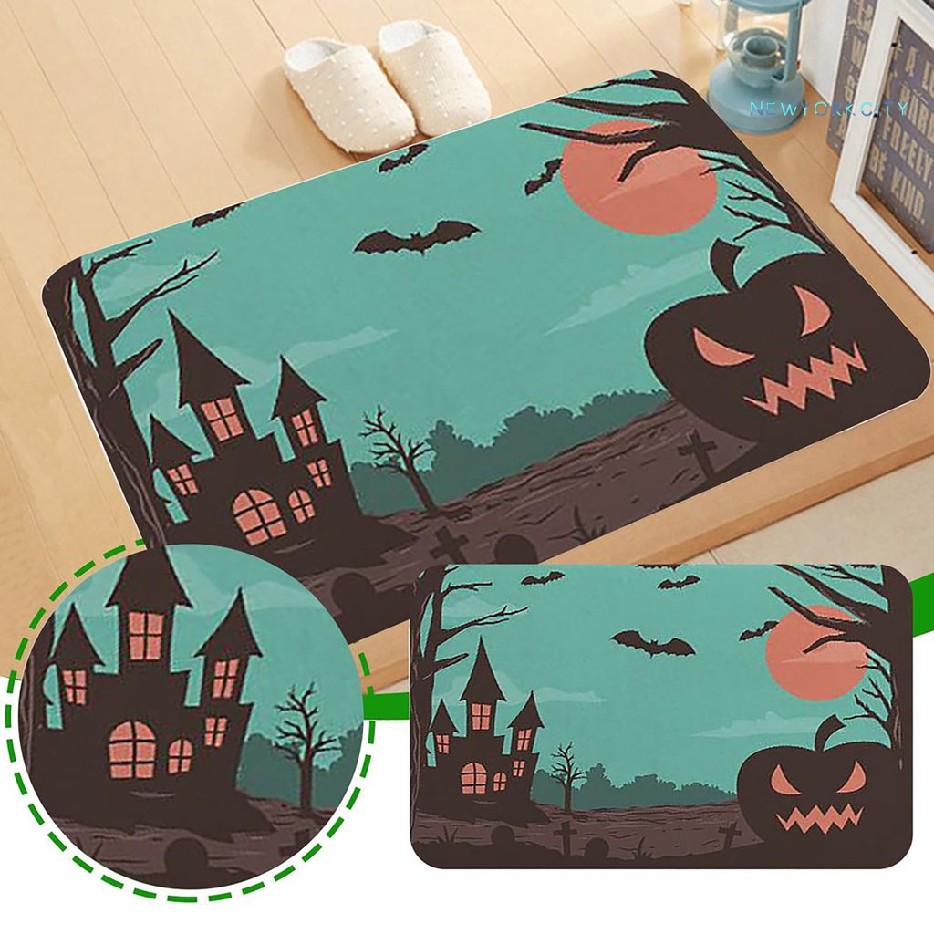 Thảm Chùi Chân Thấm Hút Nước Mạnh Chống Trượt Họa Tiết Kinh Dị Trang Trí Halloween