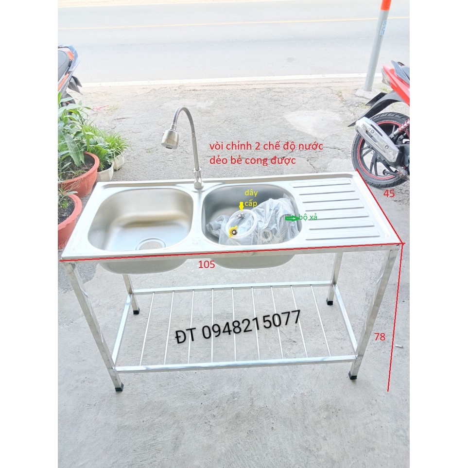 CHẬU RỬA CHÉN CÓ KHUNG ĐẾ INOX CAO CẤP
