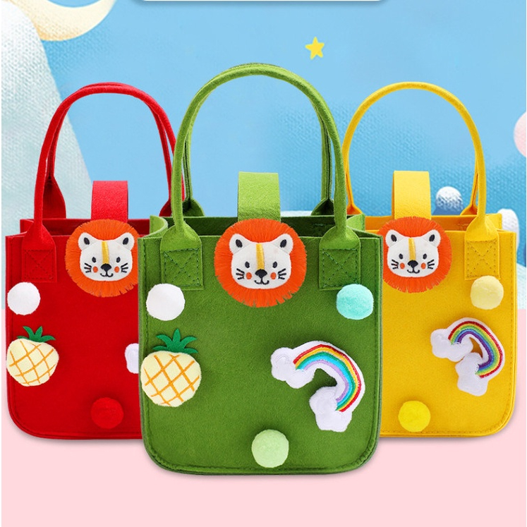 [HB GIFT] Túi nỉ hình gấu dâu vải xốp đứng dáng fom cứng cáp siêu nhẹ kèm họa tiết hoạt hình mẹ và bé