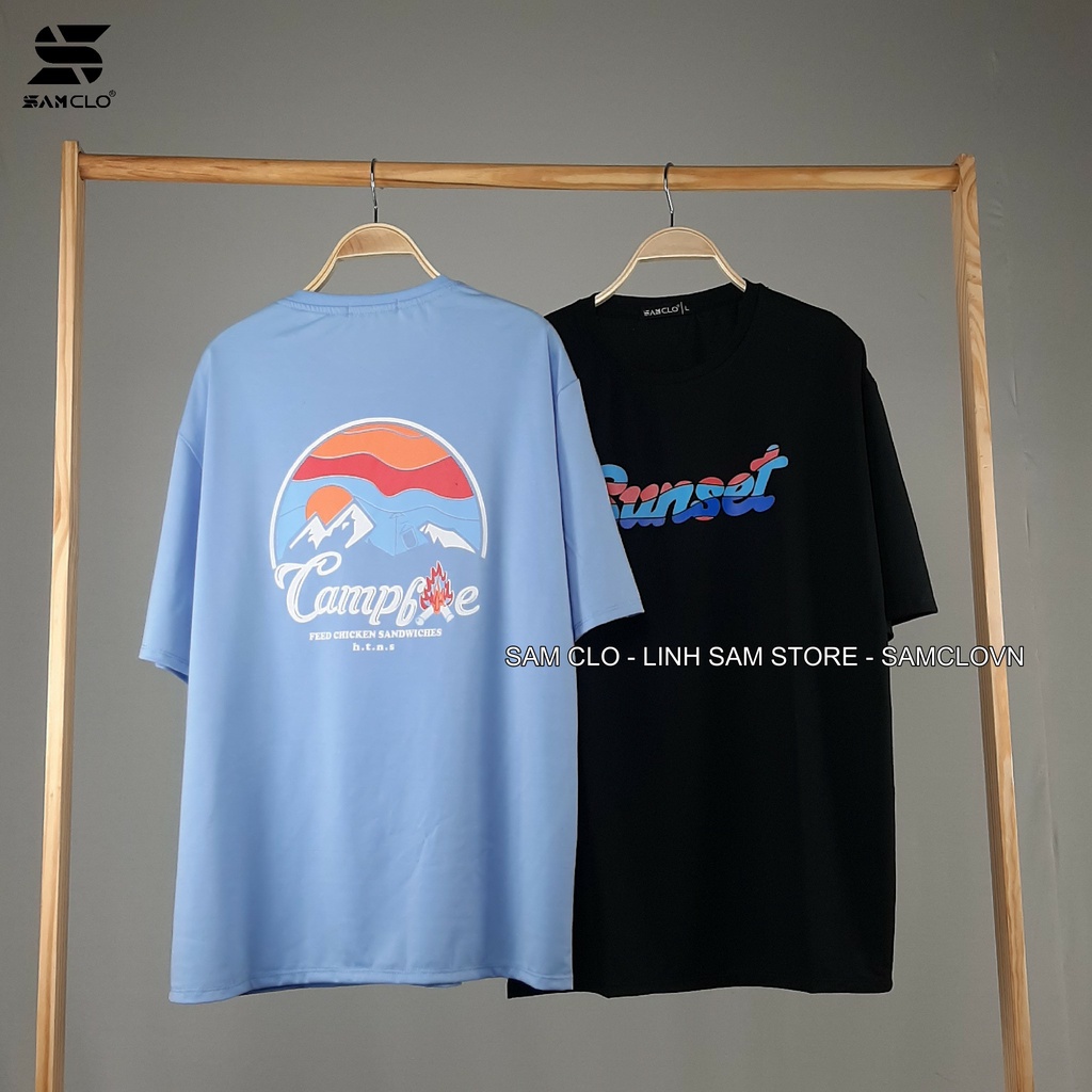 Áo thun tay lỡ nam nữ SAM CLO phông form rộng dáng Unisex - mặc cặp, nhóm, lớp in chữ SUNSET