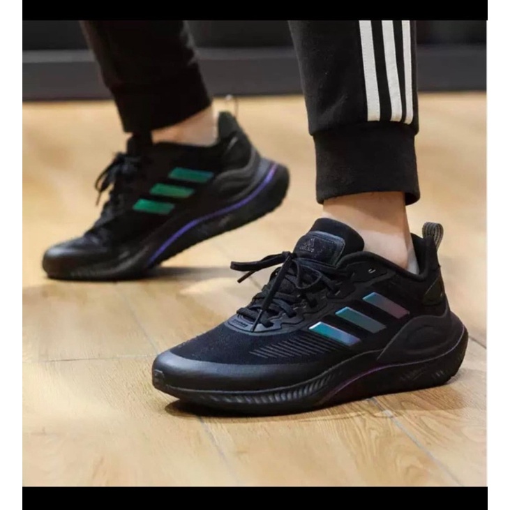 Giày thể thao sneaker alphamagma đen sọc xanh