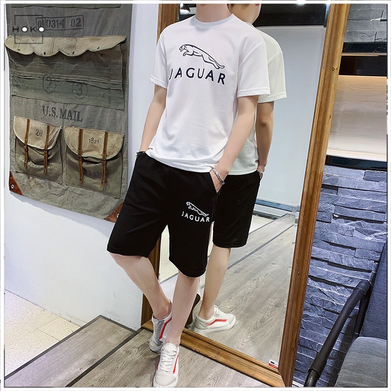 Bộ hè thể thao nam chất cotton Co Dãn, kiểu dáng Hàn Quốc họa tiết trẻ trung năng đông. bộ quần áo nam cộc tay mặc nhà