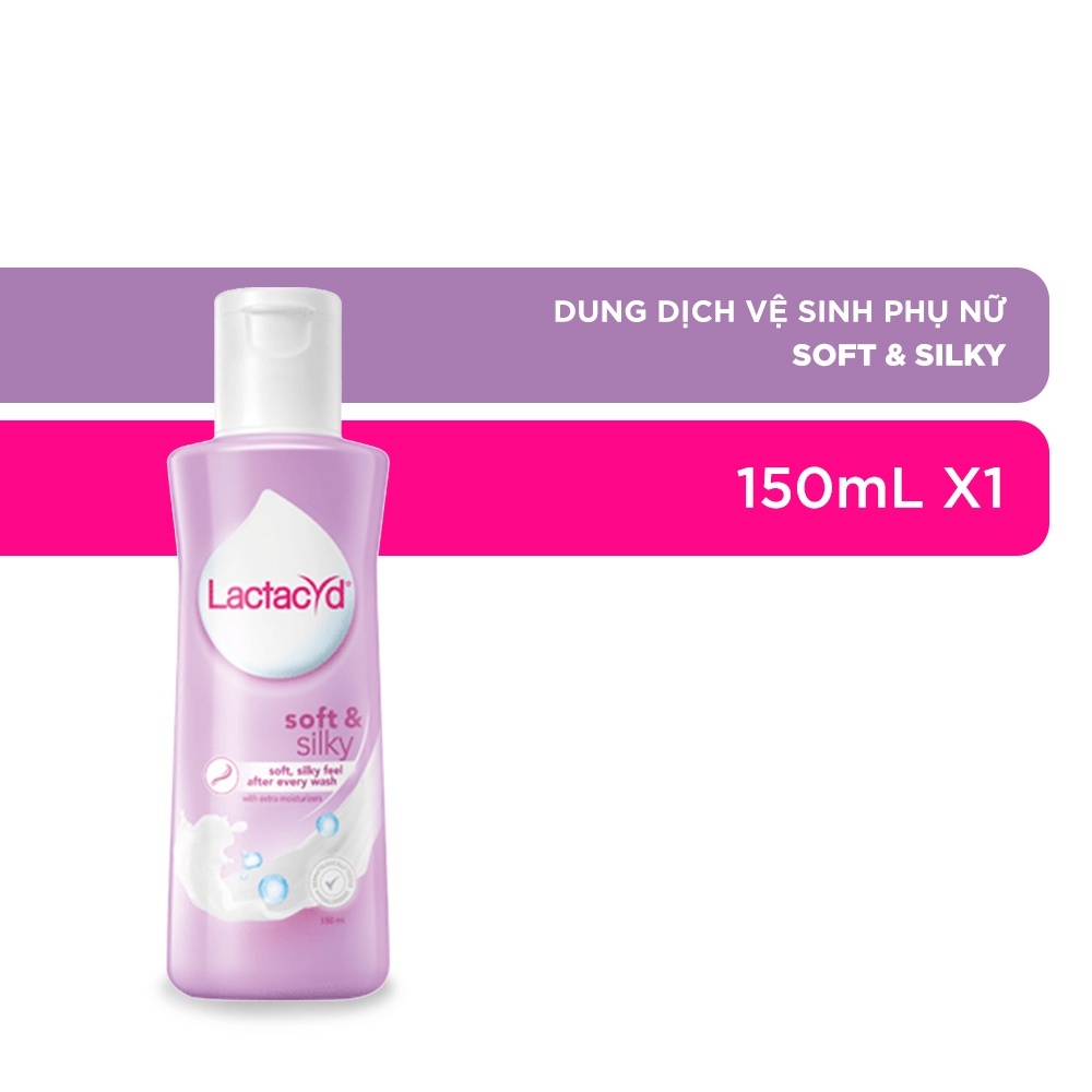 Dung Dịch Vệ Sinh Phụ nữ Lactacyd Soft &amp; Silky Dưỡng Ẩm 150ml