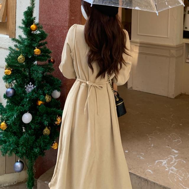 Đầm cổ chữ V thắt nơ eo thời trang nữ tính